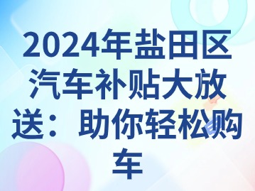 2024年盐田区汽车补贴大放送：助你轻松购车