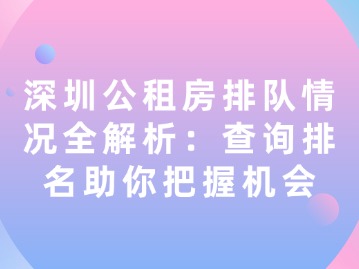 深圳公租房排队情况全解析：查询排名助你把握机会